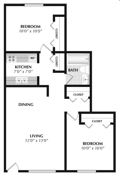 2BR/1BA - Kings Lane Apartments
