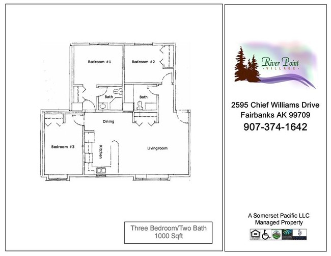 RVPT-Three Flat Bedroom FP - River Point Village Apartments