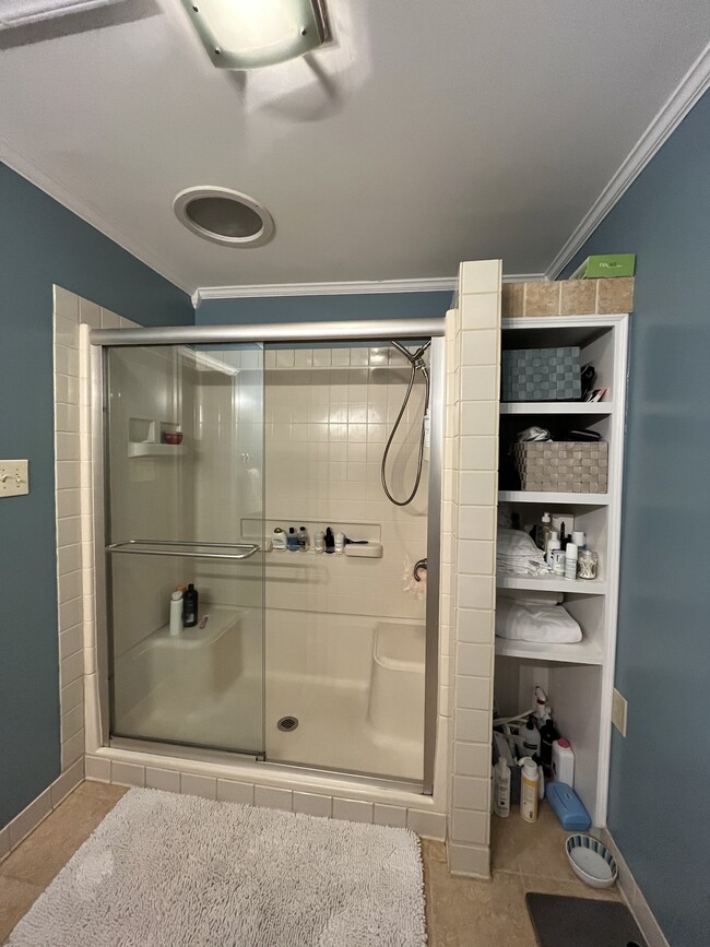 Master bathroom shower and open storage - 2339 Kilborne Dr