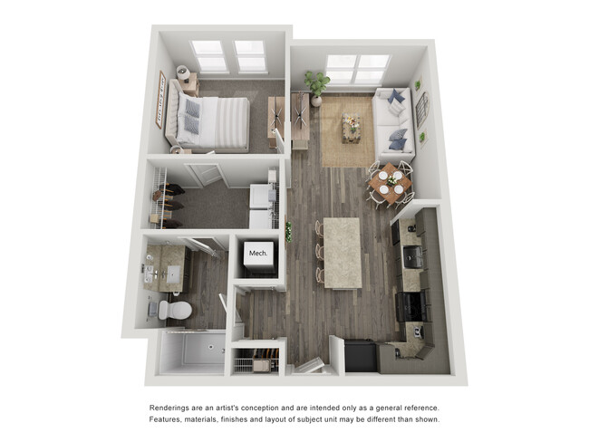 1 Bedroom A1 Floor Plan - Banberry