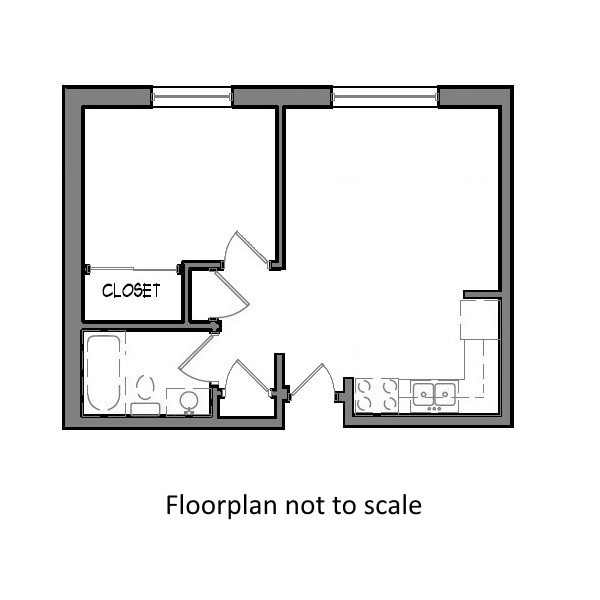 1 bedroom (Plan A) - Waterfront Apartments