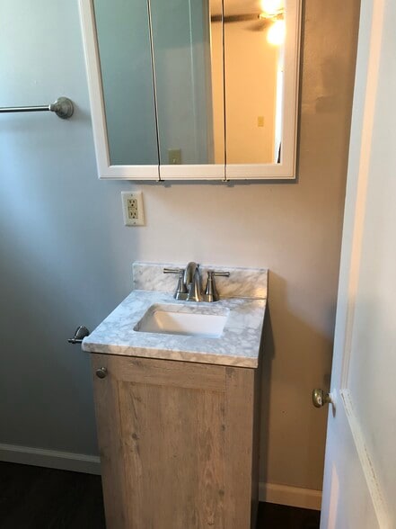New sink and mirror in brand new bathroom - 717 Liberty St