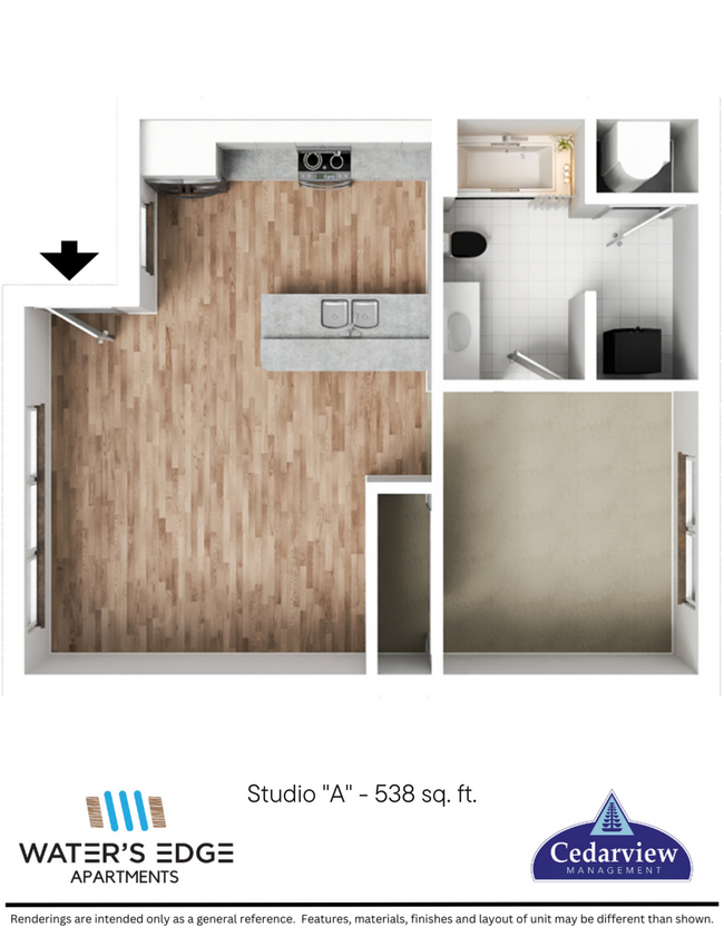 Floorplan - Waters Edge Apartments Bloomington