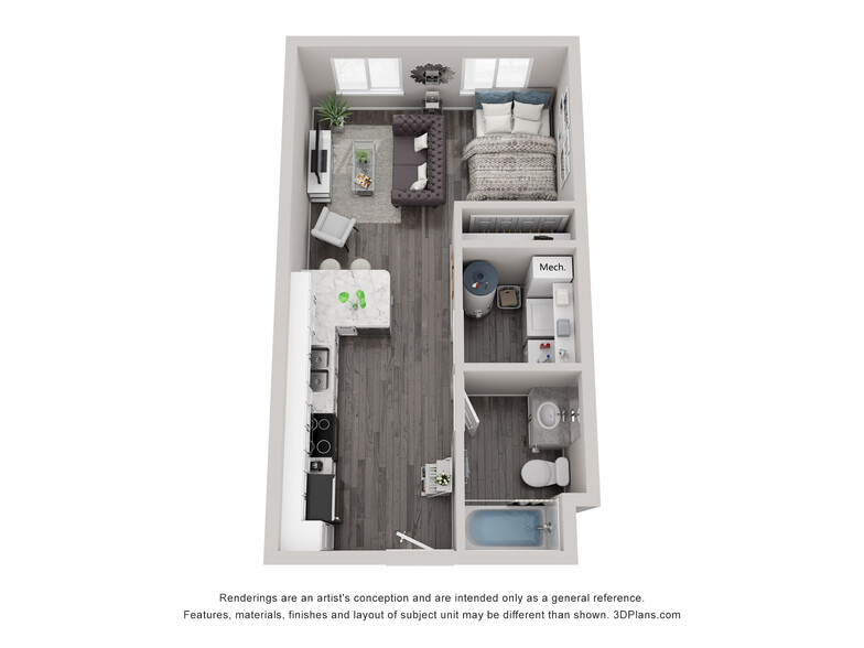 Studio Floorplan - Creekside Heights Apartments