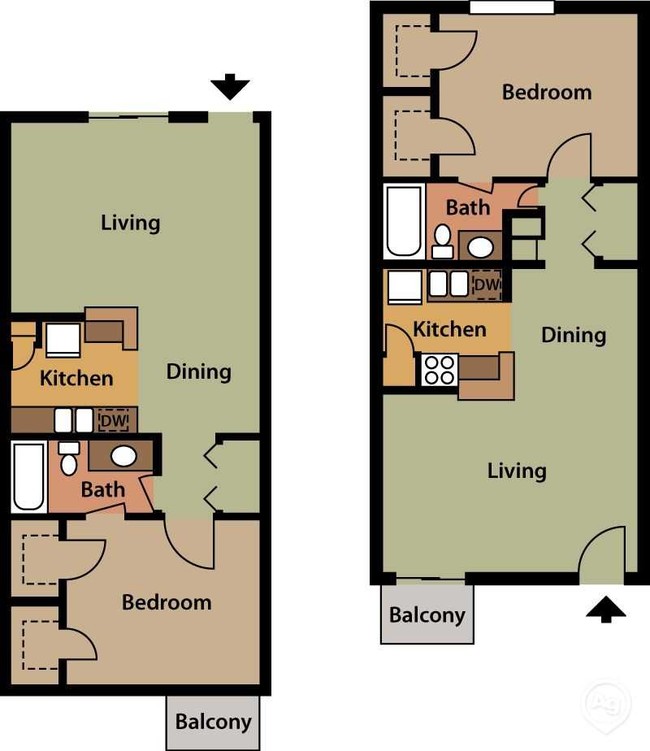 B 1x1 640 sq. ft. - Emerald Cove Apartments