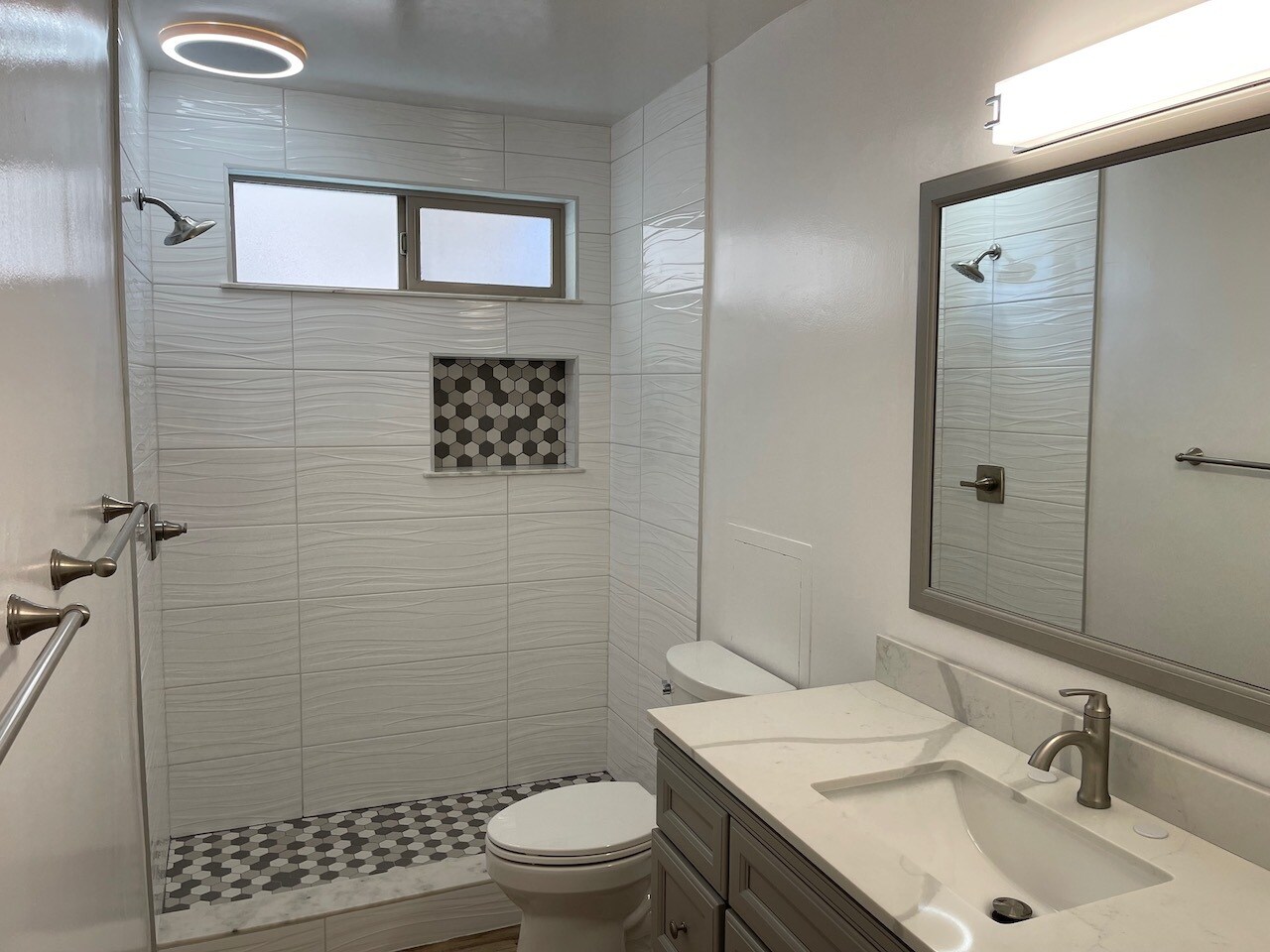 Shower, Glass Shower Door is coming - 718 N Guadalupe Ave