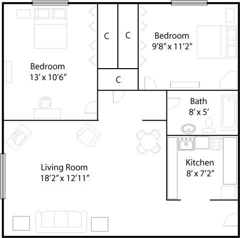2BR/1BA - Rugby McIntyre Apartments