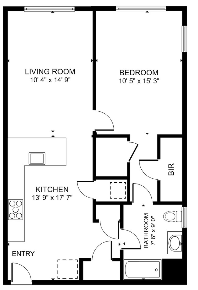 1 Bedroom Layout - 51 E Main St