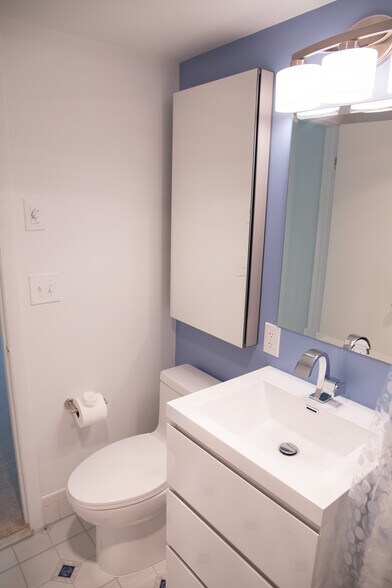 Primary bathroom, with oversized medicine cabinet - 511 1st St N