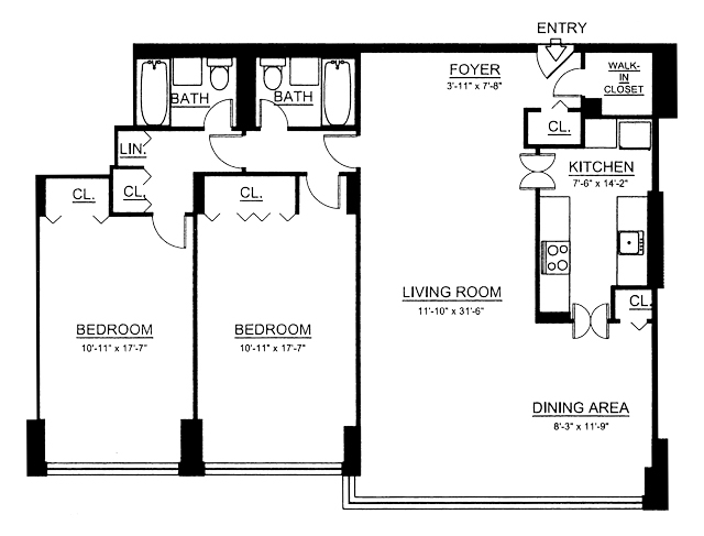 2BR/2BA - The Clermont York