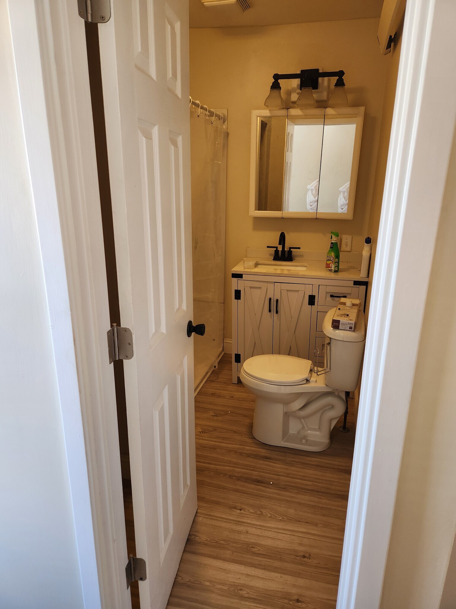 New bathroom vanity, toilet and shower with lots of storage - 1424 Avenue A