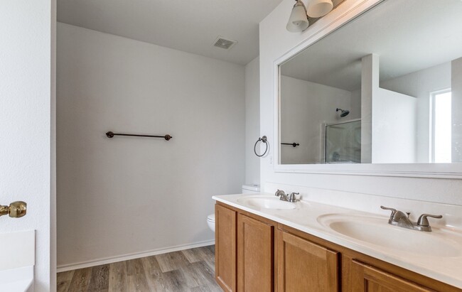 Master bathroom with double vanity, garden tub and separate shower - 215 Birchwood Bay