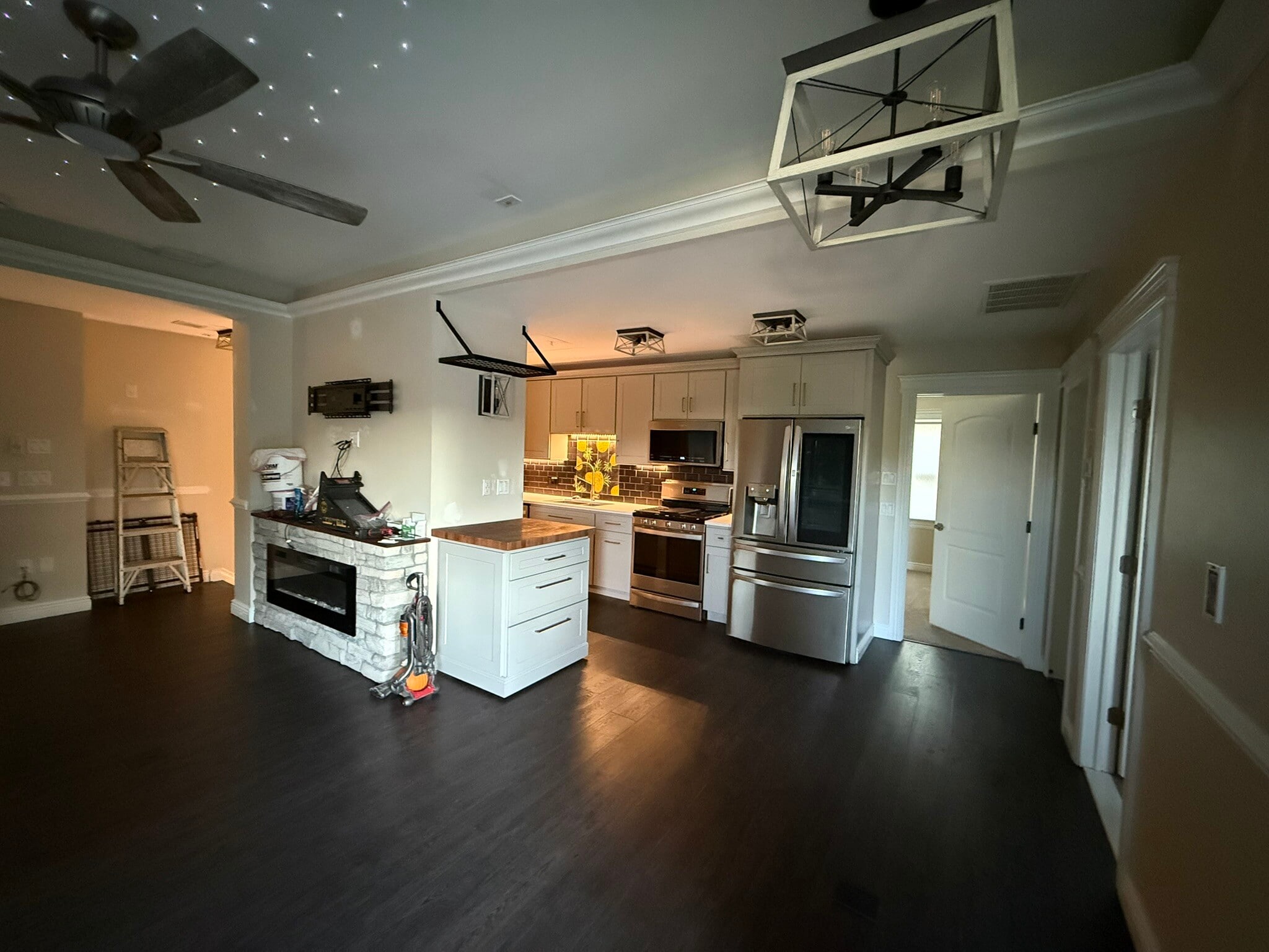 Kitchen with Movable Island - 99 Roland St