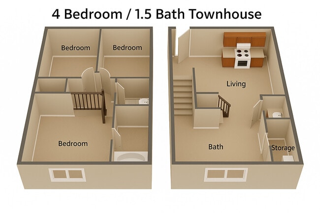 4 Bedroom/ 1.5 Bath Townhouse - Laredo House Apartments