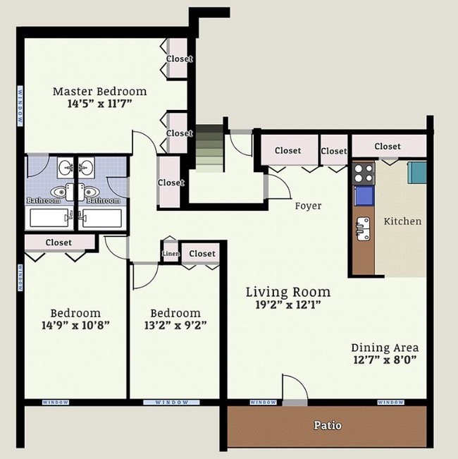 Three Bedroom 2 Bath - Woodmere Apartments