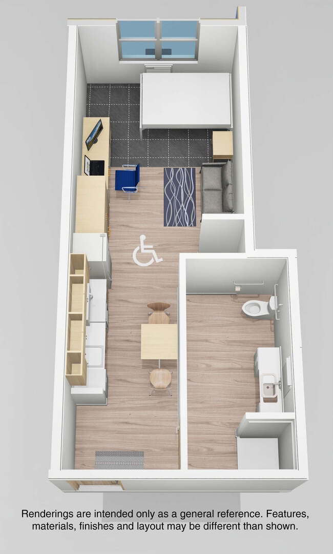 E1 Studio B - Studio/1person (rendering) - The Elements