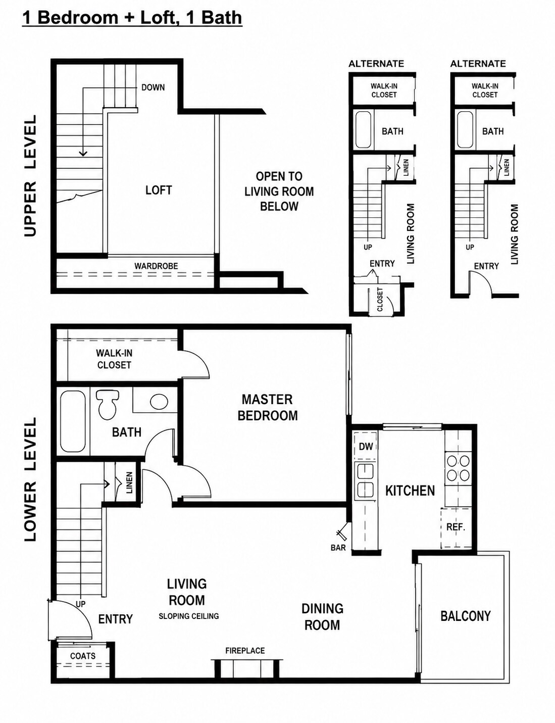 862-square-foot one-bedroom plus loft floor plan - 8305 Summertime Ln