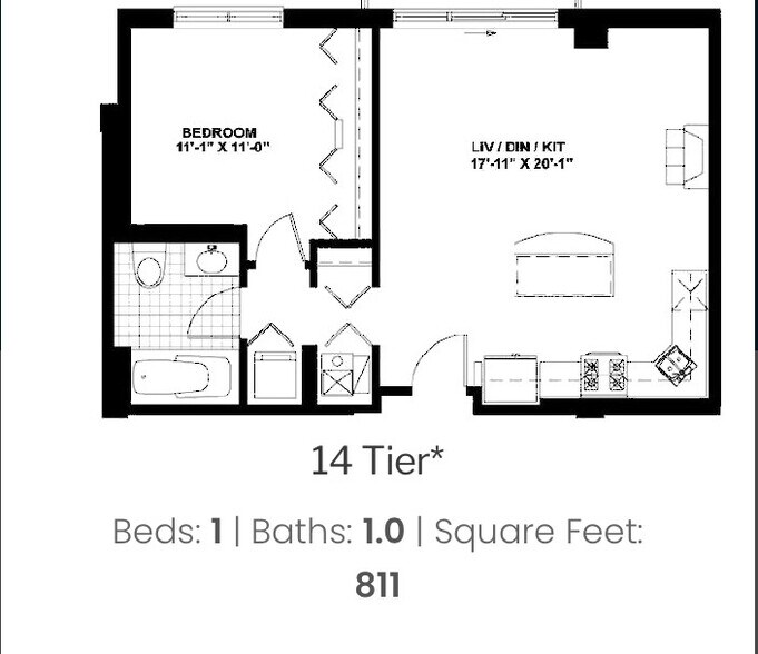 Floorplan + 432SF private terrace - 950 W Monroe St