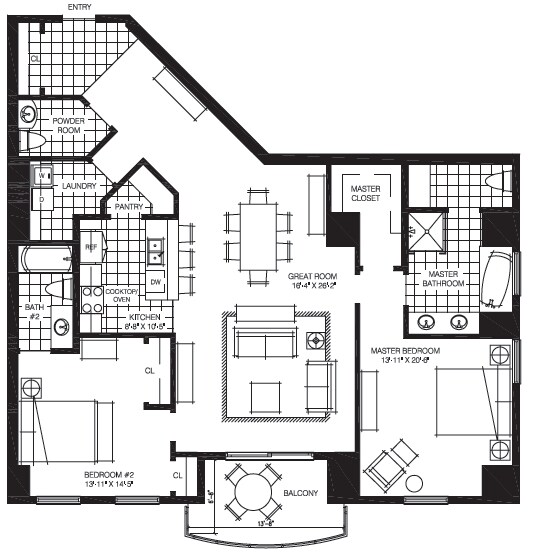 2BR/2.5BA - The Mark