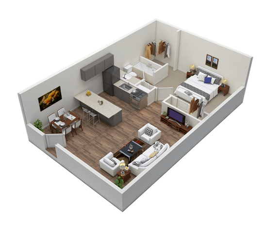 Floorplan 1 BR 1 BA - Preakness Apartments