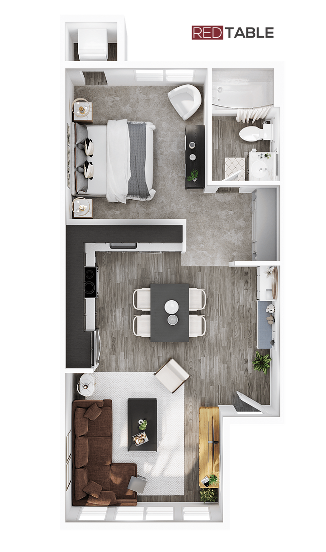 RT Studio 523sqft - Red Table Apartments