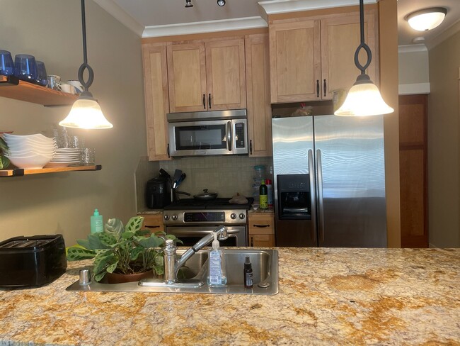 Gas stove, built-in microwave, side-by-side refrigerator-freezer with ice maker - 1000 High St