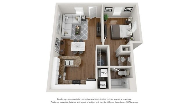 A photo of our 1x1 floor plan, The Royal. - Adele Place