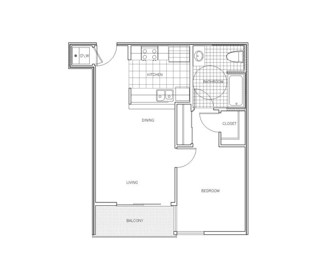Sorrento 1x1 floor plan PR SM Sorrento LLC - PR SM Sorrento LLC