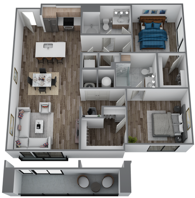 Experience modern living with this thoughtfully designed two-bedroom apartment featuring an open-plan kitchen and living area. - Hanover Hyannis