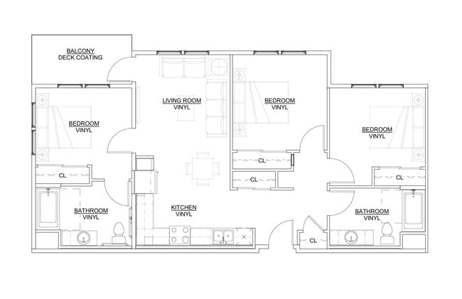 3 Bedroom 2 Bath Style A - Kalmia Rose (Jordan Downs)