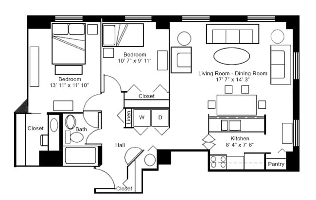 2BR/1BA - University Plaza Apartments