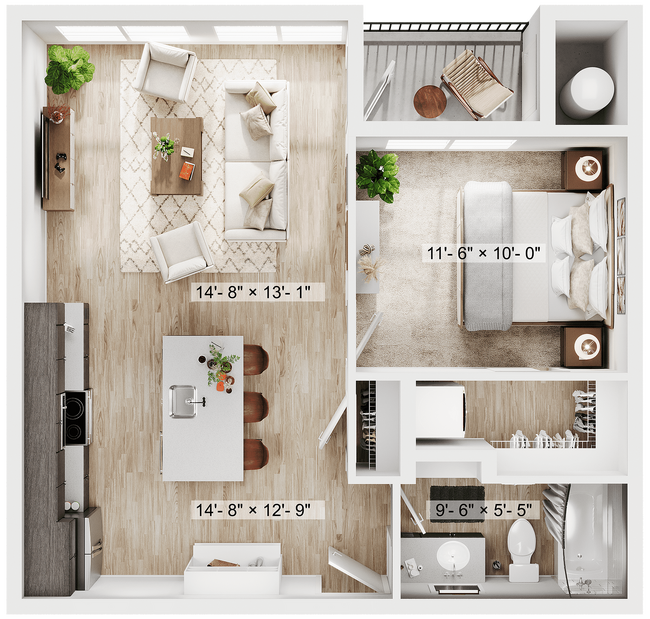 A1_1x1_646sqft - Claro at High Point