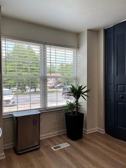 View of the street parking from shared kitchen. - 8427 Snowden Oaks Plz