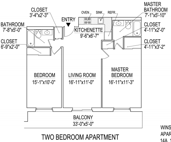 2BR/2BA - Winston Tower