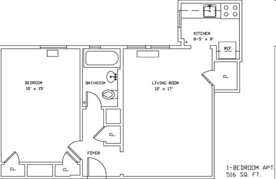 1BR/1BA - Elm Towers