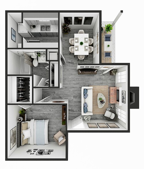 The Ash 680 sq ft - Jefferson Lakes Apartments