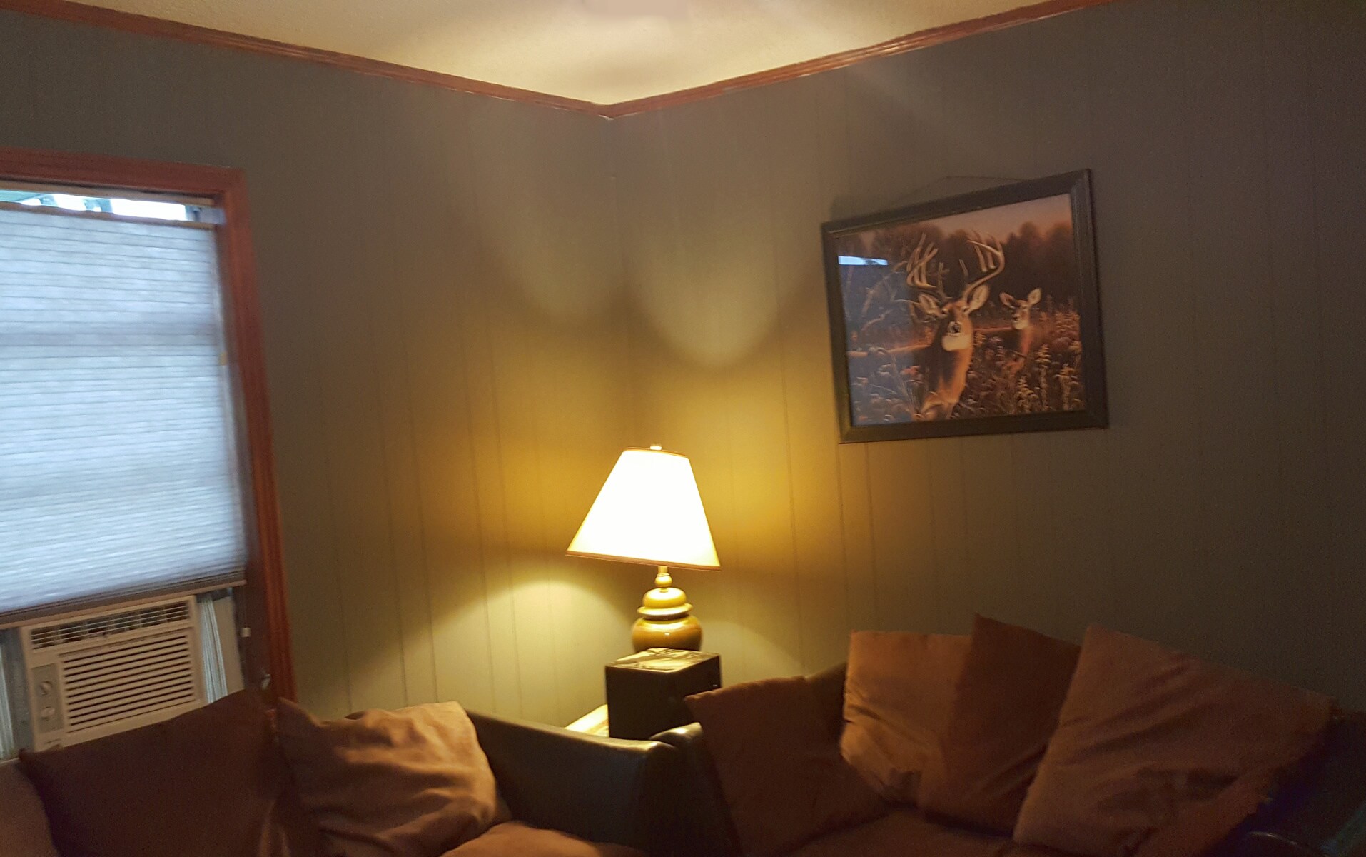 Livingroom with window-unit air-conditioner. - 1109 North Yale Street