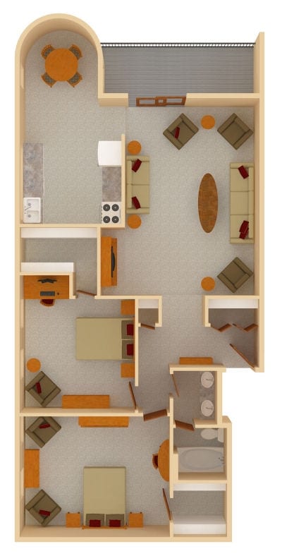2 Bedroom with Balcony - Metropolitan Towers