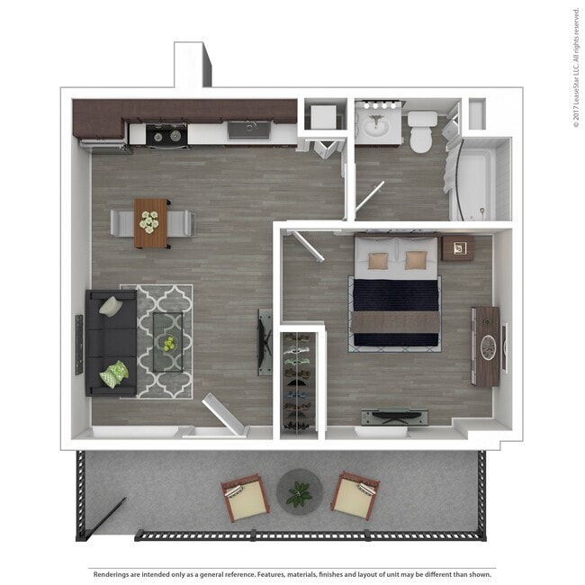 This courtyard-level one-bedroom home features a private gated entrance opening into a generous outdoor living area. Once inside, you will enjoy an open floor plan with nine-foot ceilings, a fully equipped efficiency kitchen with stainless steel appliances, room for a dinette, and a full-size washer - FiftyOne Baltimore at the Crossroads