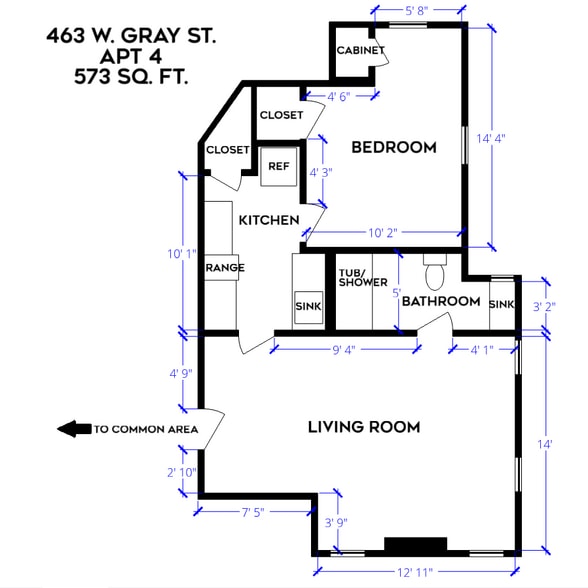 Apartment Layout - 463 W Gray St