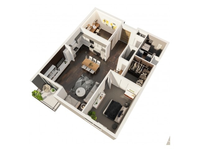 One Bedroom One Bath with Den - Uptown