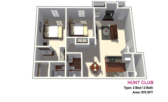 Two Bed / Two Bath - Hunt Club