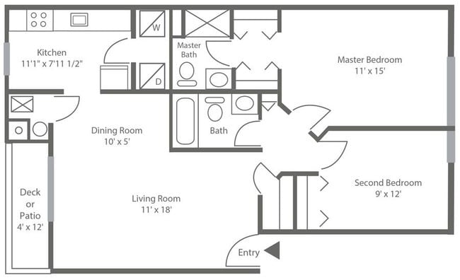 2 Bedroom / 2 Bath / 915 Sq.Ft. - Spruce Court Apartments