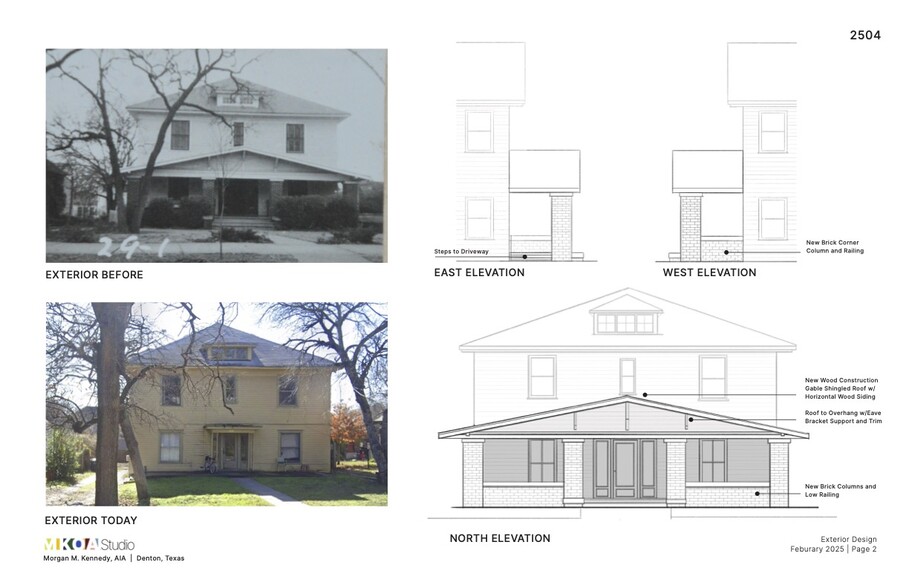 Elevations of proposed porch, which Care Block will reconstruct in April 2025. - 615 W Oak St