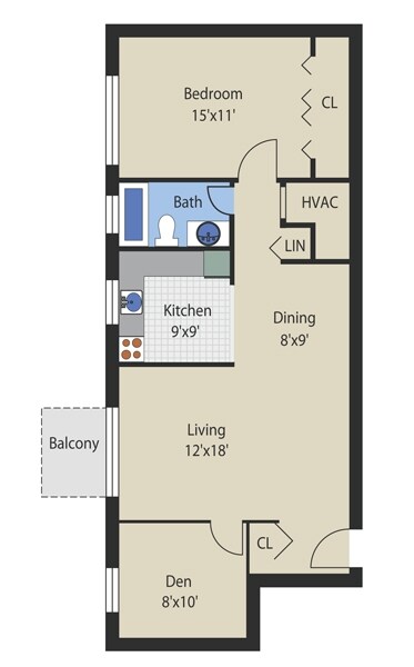 1BR/1BA - Chapel Manor Apartments