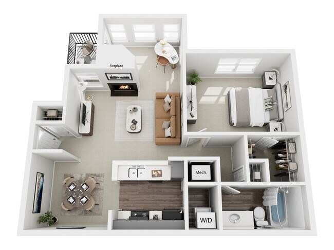 Birch | 1 Bed 1 Bath | 766 sq ft | Park at Oak Ridge Apartments in Greensboro - Park at Oak Ridge