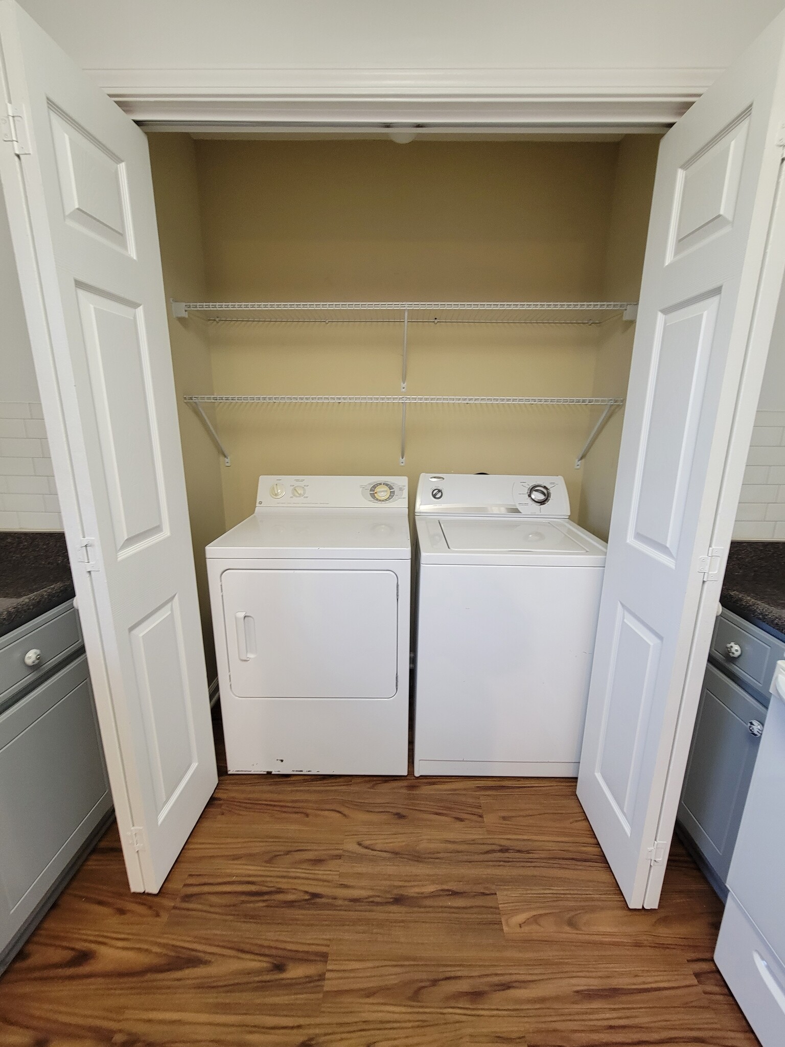 Added storage in the laundry closet with washer and dryer units provided - 103 Pasofina Dr