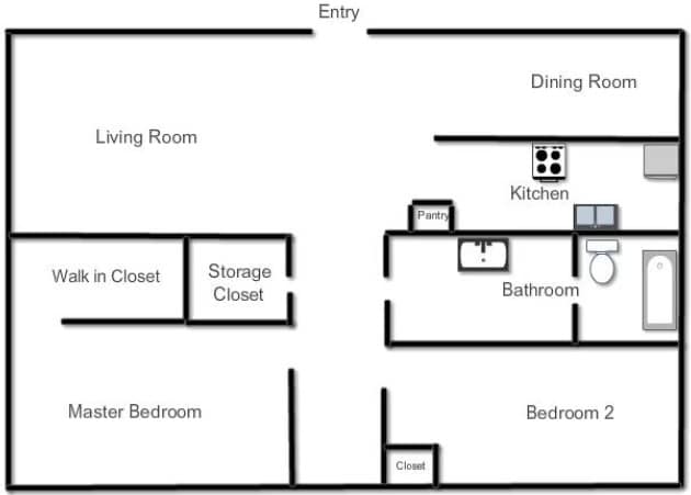 Floorplan - French Quarter Apartments