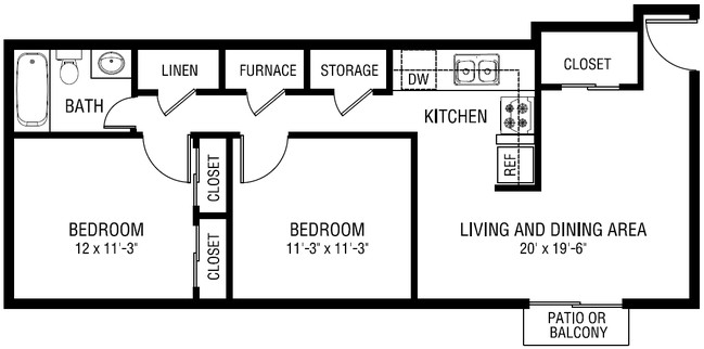 2BR/1BA - Jamestowne Apartments