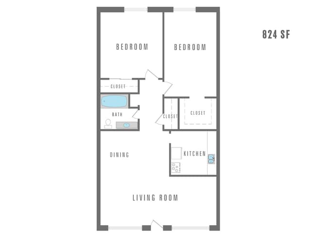 2 Bedroom, 1 Bath 824 SF - Alegria del Sol